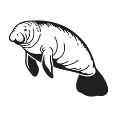 Manatee Icon Silhouette Vector Graceful Aquatic Mammal Illustrations for Creative Projects