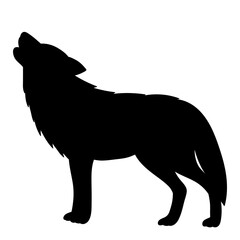 wolf howling black silhouette vector