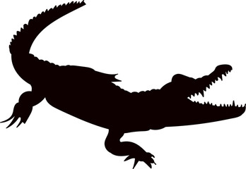 crocodile with teeth black silhouette vector