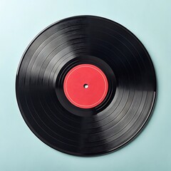 Obraz premium a red sticker on a vinyl record in the center,