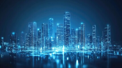 Futuristic Cityscape, A Digital Metropolis at Night