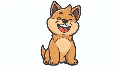 Happy brown puppy with friendly smile sitting in cartoon style on isolated background, suitable for children books, greeting cards and mascot designs.