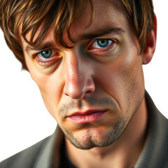 Obraz premium Sad German mature man isolated on transparent background