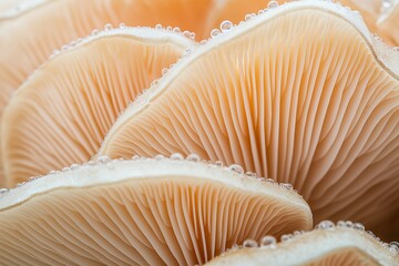 Fungus mushroom with dew 