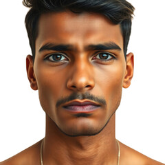 Obraz premium Sad Indian young man isolated on transparent background