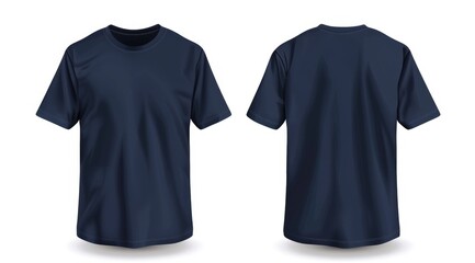 Plain navy t-shirt front and back mockup for design