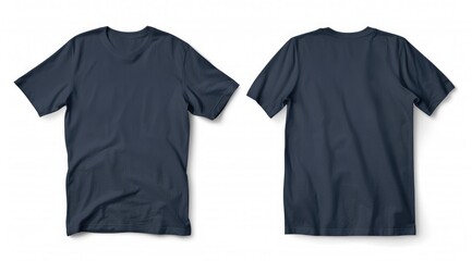 Minimalistic front and back navy t-shirt mockup