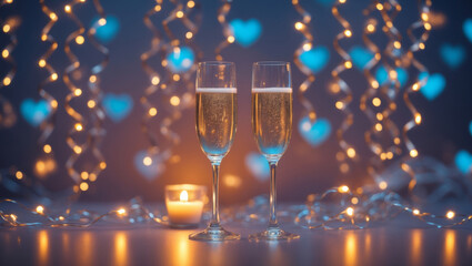 Celebrating love with sparkling drinks and romantic ambiance during a cozy Valentine’s evening