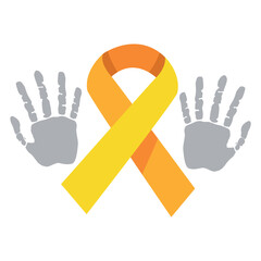 Fototapeta premium Hands in Grey with Yellow Ribbon for Awareness