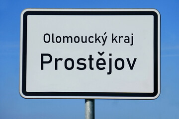 Ortsschild Olomoucký kraj Prostějov
