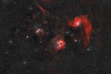 Cosmic nebula IC-405. Photo through an amateur telescope.