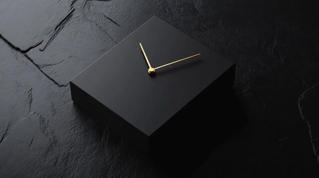 black modern alarm clock lies on black background