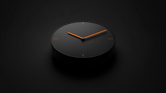 black modern alarm clock lies on black background