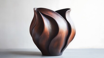 A pot designed like a flowing ribbon with smooth, curving surfaces
