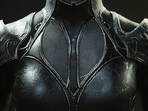 Dark, battle-worn armor with intricate engravings, symbolizing strength and resilience. Perfect for fantasy, medieval, and warrior-themed concept art and game design.
