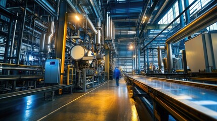 Industrial Interior with Complex Piping and Machinery