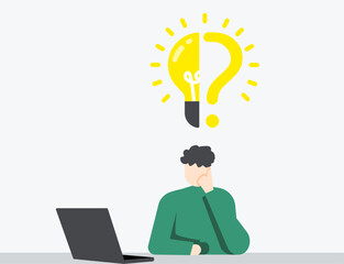 Man confused working while thinking about new idea illustration