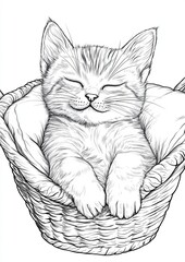 Sleepy Cat Coloring Pages
