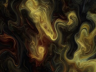 Abstract Gold and Black Swirling Marble Texture Background