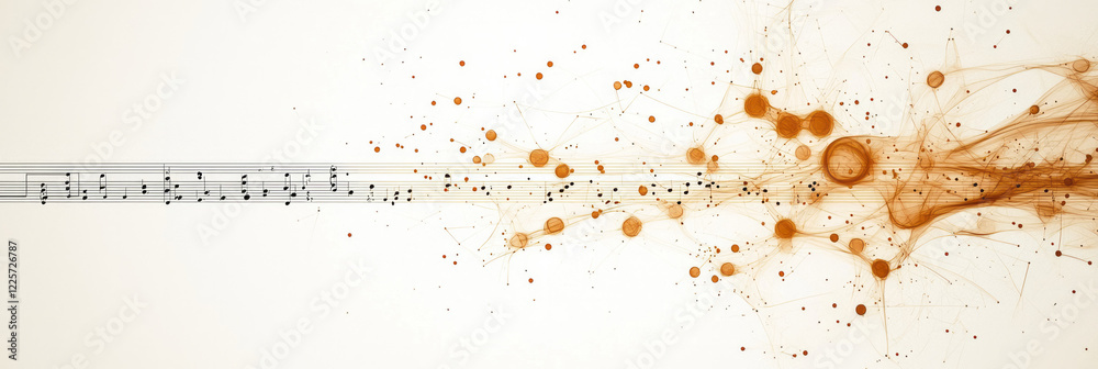 Poster an image where a musical score merges with a chemical formula, highlighting the harmonious relations