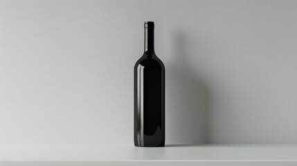 A bottle of wine is sitting on a white countertop