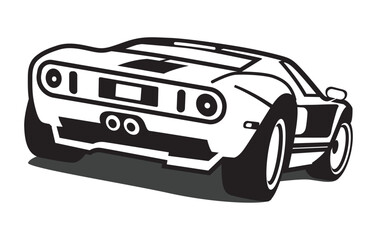 Abstract Classic vintage sports car silhouette vector 
illustration in black and white drawing style on a 
white background,coloring book.