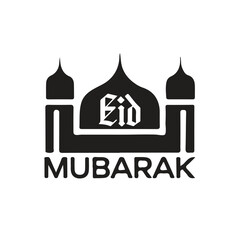 Eid Mubarak greeting, event, Muslim sticker. Typography set Vector Design: Eid Mubarak sticker, Banner, wallpaper, elements background—isolated illustration poster 14 February.