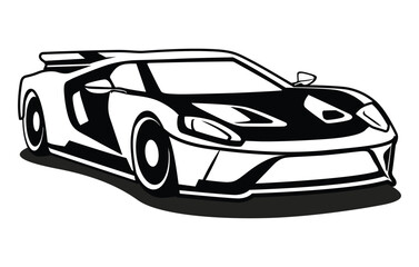 Abstract Classic vintage sports car silhouette vector 
illustration in black and white drawing style on a 
white background,coloring book.