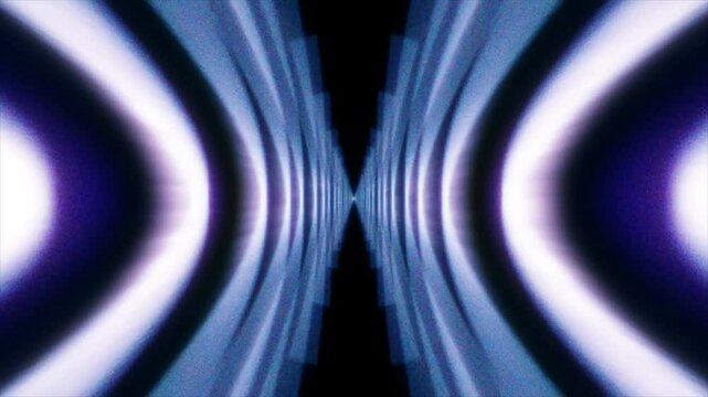 Sci-fi tunnel transformer with blue lights. 4k abstract high-tech tunnel. Camera flies through changing tunnel lines. Background in the style of cyberpunk or high-tech future.