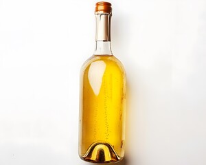 Fototapeta premium Studio Shot of a Bottle of Golden Yellow Liquid, Wine Bottle Mockup