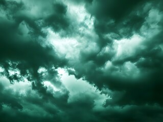 Obraz premium Dramatic Dark Green Storm Clouds Sky, AI Generated
