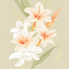 Obraz premium Elegant Peach and White Floral Bouquet Illustration