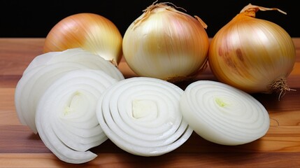 Freshly Halved Vidalia Onion Layers - Close Up Image of Delicious Sweet Onion Vegetable