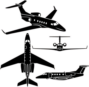 small size private business jet vector set