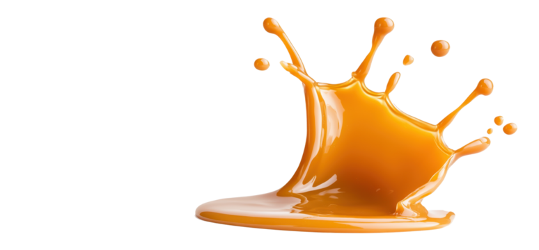 Dynamic splash of liquid caramel food photography studio lighting high-resolution image