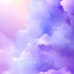 Fototapeta premium Dreamy Purple and Pink Watercolor Cloudscape Fantasy Art