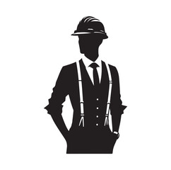 male architect pose silhouette vector illustration
