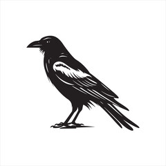 Fototapeta premium Minimalist Black Raven Silhouette Vector Icon for Cricut Projects