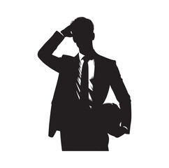 male architect pose silhouette vector illustration