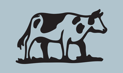 Print create cow silhouette vector style with white background 'illustration, vector, cow, mammal, animal, symbol, black and white, cowboy, drop, gardening, horizontal, horse, lifestyles, rain, seed, 