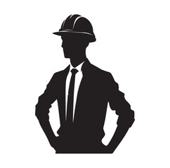 male architect pose silhouette vector illustration