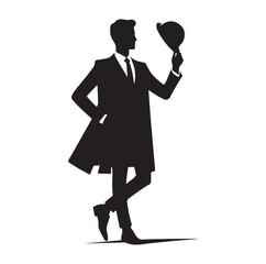 male architect pose silhouette vector illustration