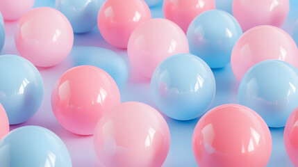 Abstract blue and pink three-dimensional background of many spheres separated from each other and resembling drops 3D illustration 3D rendering


