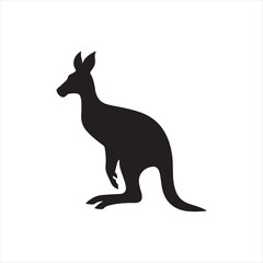 Minimalistic black silhouette icon Kangaroo