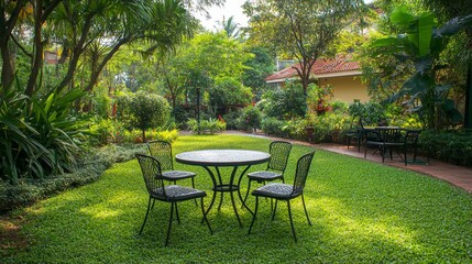 Table and chair facilities for people to relax in a garden