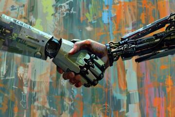 Human-robot handshake symbolizing future collaboration