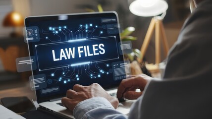 Digital Law Files Management:  Secure Access to Legal Documents on Laptop