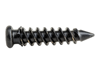 Isolated black screw with pointed end