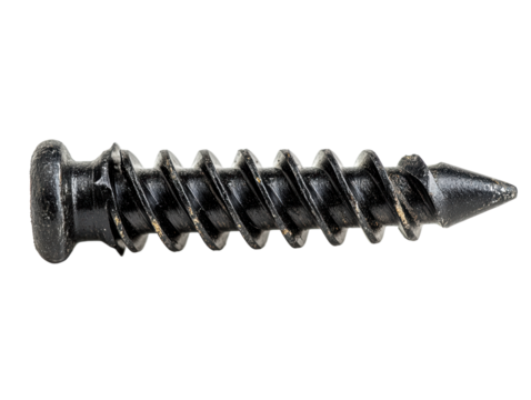 Isolated black screw with pointed end