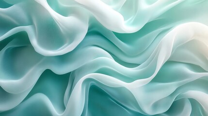 Fototapeta premium Elegant Aqua Blue Silk Fabric Texture Background Soft Drape Flowing Waves Seamless Pattern Design 